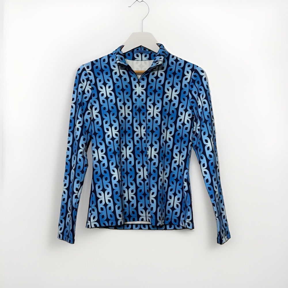 J. Mclaughlin 1/4 Zip Pullover Top Catalina Stretch  Active Geometric Women S